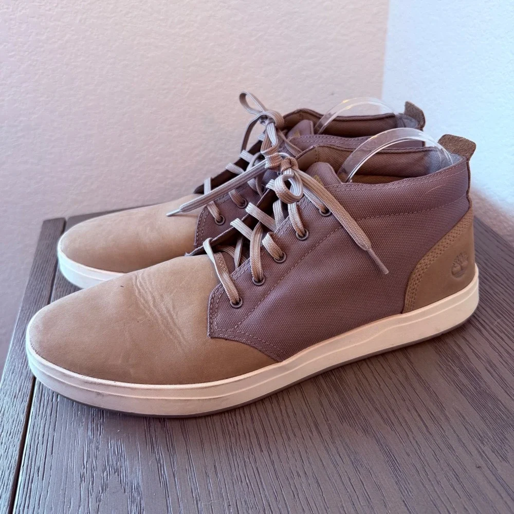 Timberland Mens Davis Square Chukka Tan Brown Leather Sneaker Boots A1SES 15W